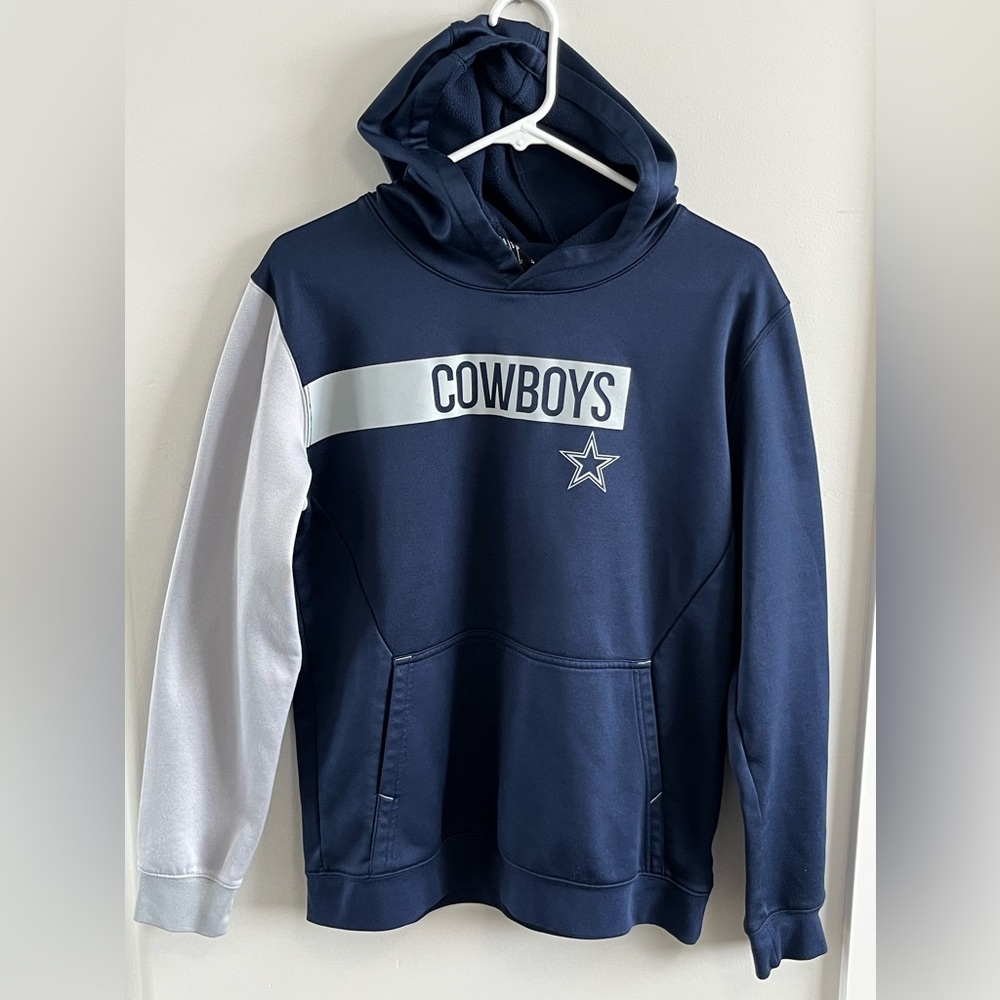 Nike Cowboys Hoodie Youth XL Dri Fit NFL Pullover Navy Gray